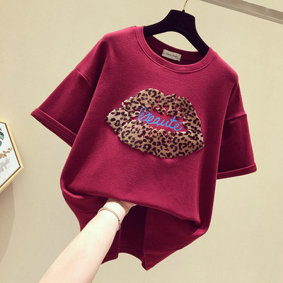 Ženska majica s aplikacijom i okruglim izrezom