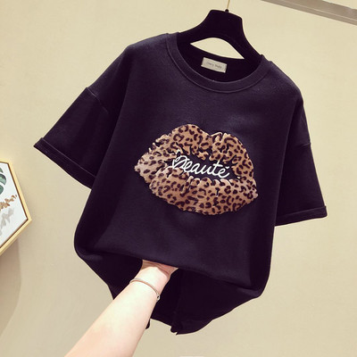 Ženska majica s aplikacijom i okruglim izrezom