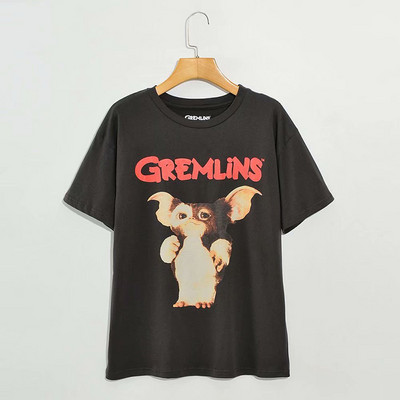 Ευρύ μαύρο μπλουζάκι με έγχρωμη εκτύπωση