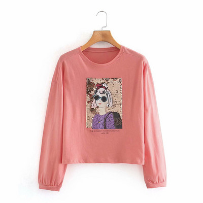 Γυναικεία μακρυμάνικη μπλούζα με έγχρωμη εκτύπωση - διάφορα μοντέλα