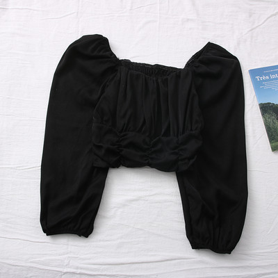 Moderna ženska jednobojna bluza sa ovalnim izrezom i dugim rukavima