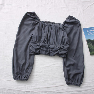 Moderna ženska jednobojna bluza sa ovalnim izrezom i dugim rukavima