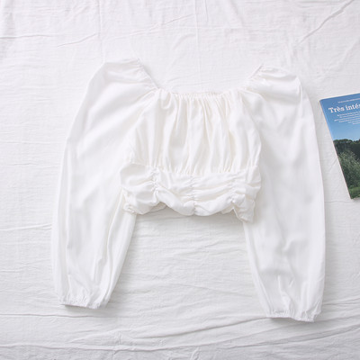 Moderna ženska jednobojna bluza sa ovalnim izrezom i dugim rukavima