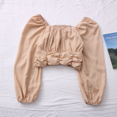 Moderna ženska jednobojna bluza sa ovalnim izrezom i dugim rukavima