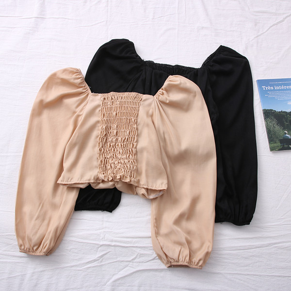 Moderna ženska jednobojna bluza sa ovalnim izrezom i dugim rukavima