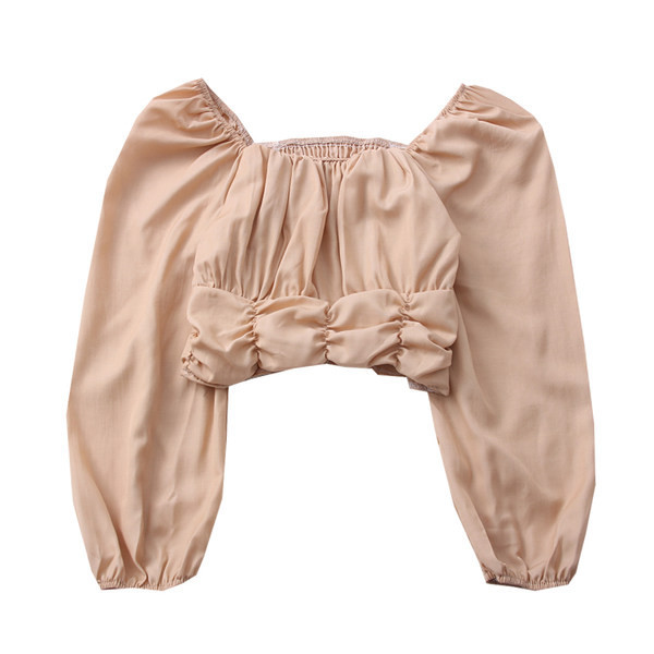 Moderna ženska jednobojna bluza sa ovalnim izrezom i dugim rukavima