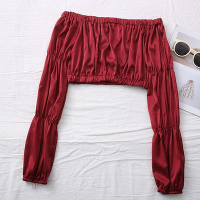 Νέο μοντέλο γυναικεία σατέν μπλούζα με ντεκολτέ