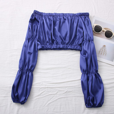 Νέο μοντέλο γυναικεία σατέν μπλούζα με ντεκολτέ