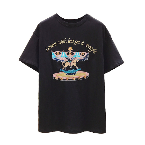 Ženska casual majica s vezom u boji u bijeloj i crnoj boji