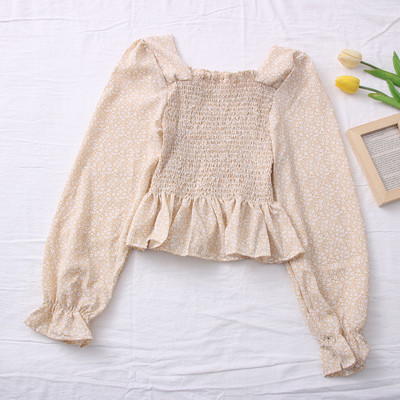 Casual γυναικεία μπλούζα με μακριά μανίκια και τετράγωνο ντεκολτέ