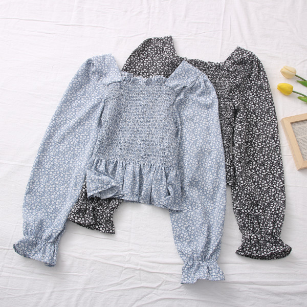 Casual γυναικεία μπλούζα με μακριά μανίκια και τετράγωνο ντεκολτέ