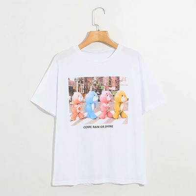 Λευκό φαρδύ μπλουζάκι με απλικέ χρώμα