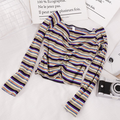 Ριγέ γυναικεία μπλούζα με μακριά μανίκια σε διάφορα χρώματα