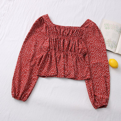 Γυναικεία μπλούζα νέο μοντέλο με λουλουδάτο μοτίβο και μακριά μανίκια - διάφορα χρώματα