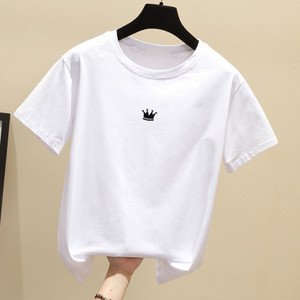 Γυναικείο μπλουζάκι με κέντημα και οβάλ λαιμόκοψη σε λευκό και μαύρο χρώμα