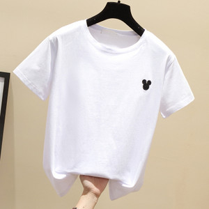 Γυναικείο μπλουζάκι με κέντημα και οβάλ λαιμόκοψη σε λευκό και μαύρο χρώμα