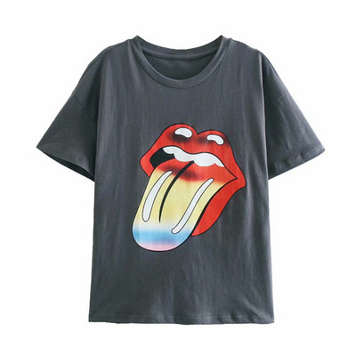 Γκρι casual μπλουζάκι με απλικέ