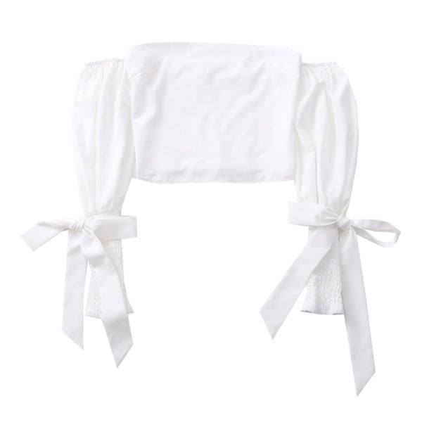 Casual γυναικεία μπλούζα με γυμνούς ώμους - λευκό και μαύρο χρώμα