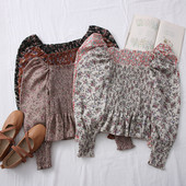 Casual γυναικεία μπλούζα με μανίκια και λουλουδάτο μοτίβο