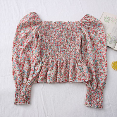 Casual γυναικεία μπλούζα με μανίκια και λουλουδάτο μοτίβο