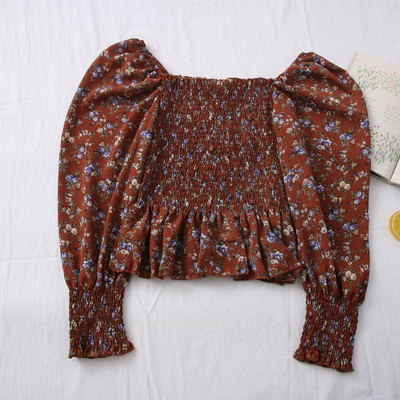 Casual γυναικεία μπλούζα με μανίκια και λουλουδάτο μοτίβο