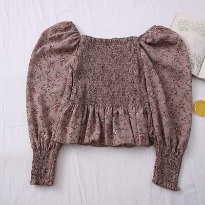 Casual γυναικεία μπλούζα με μανίκια και λουλουδάτο μοτίβο