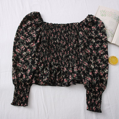 Casual γυναικεία μπλούζα με μανίκια και λουλουδάτο μοτίβο