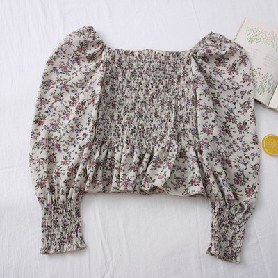 Casual γυναικεία μπλούζα με μανίκια και λουλουδάτο μοτίβο