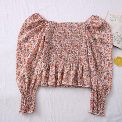 Casual γυναικεία μπλούζα με μανίκια και λουλουδάτο μοτίβο