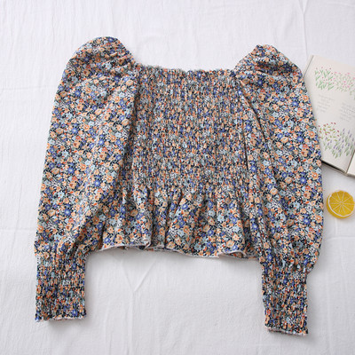 Casual γυναικεία μπλούζα με μανίκια και λουλουδάτο μοτίβο