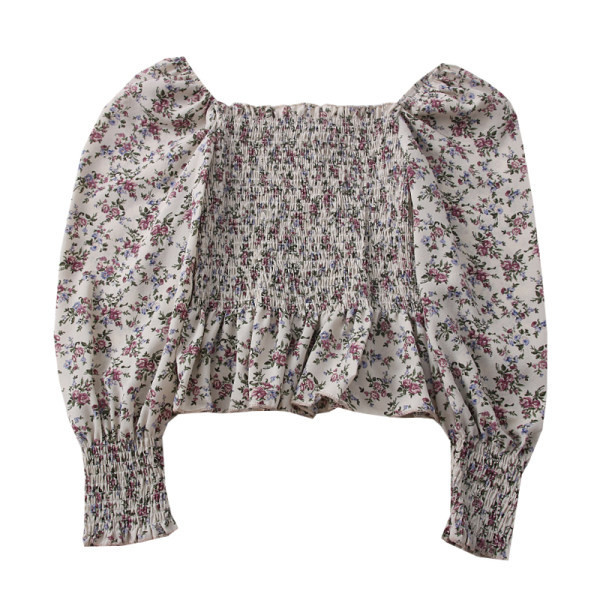 Casual γυναικεία μπλούζα με μανίκια και λουλουδάτο μοτίβο