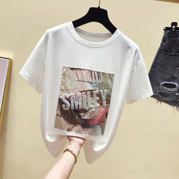 Γυναικείο μπλουζάκι με απλικέ χρώμα και επιγραφή