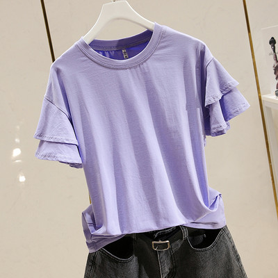 Γυναικεία μπλούζα μονόχρωμη με βολάν  στο μανίκι