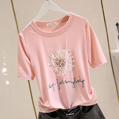 Γυναικείο μπλουζάκι με γυαλιστερά σωματίδια και πούλιες