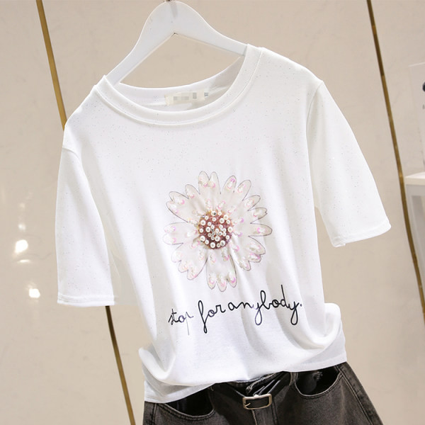 Γυναικείο μπλουζάκι με γυαλιστερά σωματίδια και πούλιες