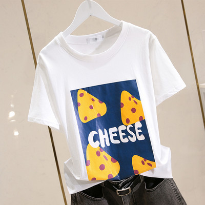 Γυναικείο μπλουζάκι με απλικέ χρώμα και κοντά μανίκια