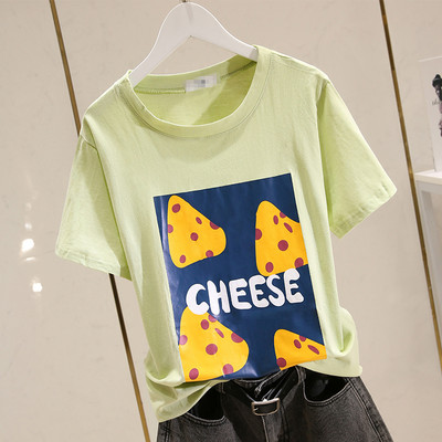 Γυναικείο μπλουζάκι με απλικέ χρώμα και κοντά μανίκια