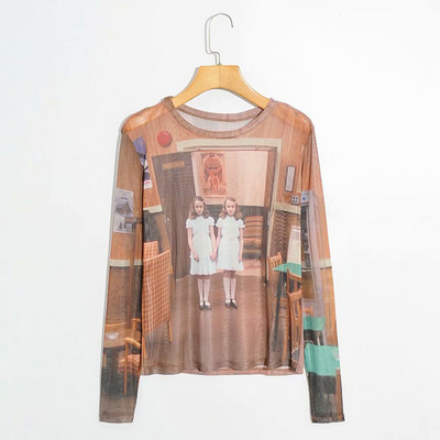 Γυναικεία μπλούζα με χρωματιστά μοτίβα και μακριά μανίκια