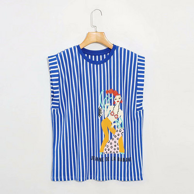 Ženska prugasta bluza s aplikacijom u boji