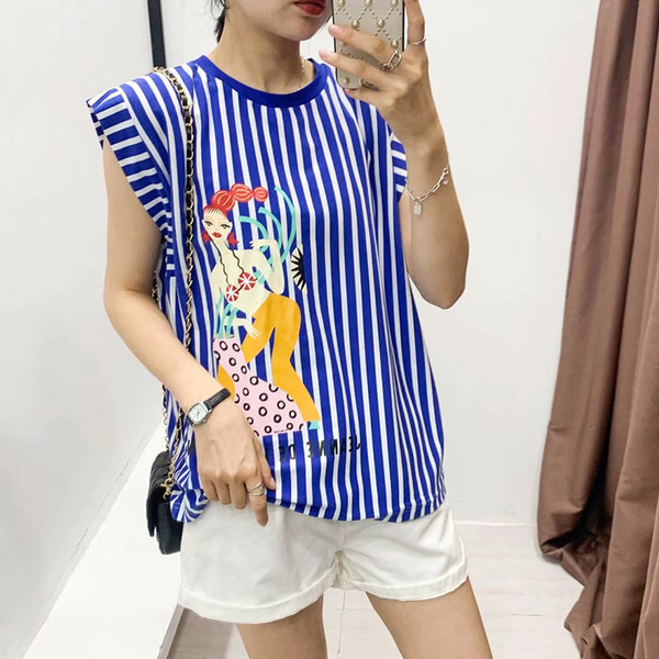 Ženska prugasta bluza s aplikacijom u boji