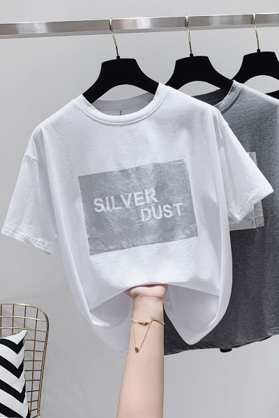 Γυναικείο μπλουζάκι με απλικέ και επιγραφή