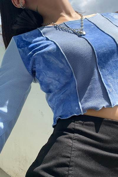 Νέο μοντέλο γυναικεία μπλούζα με μακριά μανίκια σε ανοιχτό μπλε χρώμα