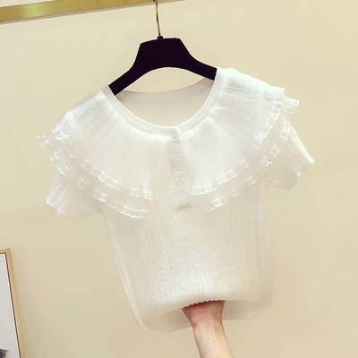 Γυναικεία μπλούζα με γυαλιστερά σωματίδια και βολάν