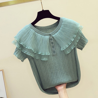 Γυναικεία μπλούζα με γυαλιστερά σωματίδια και βολάν