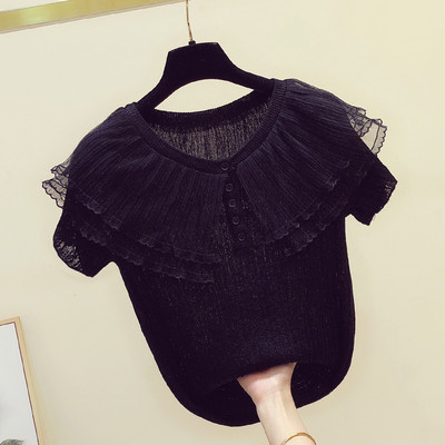 Γυναικεία μπλούζα με γυαλιστερά σωματίδια και βολάν