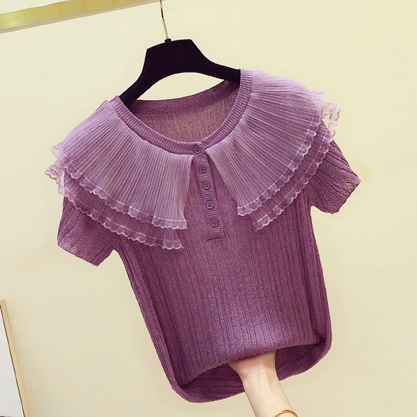 Γυναικεία μπλούζα με γυαλιστερά σωματίδια και βολάν