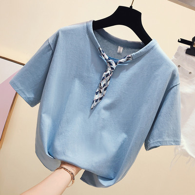 Ženska bluza na kravatu i kratkih rukava