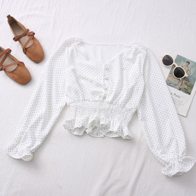 Ženska ležerna bluza - s dugim rukavima i špic izrezom