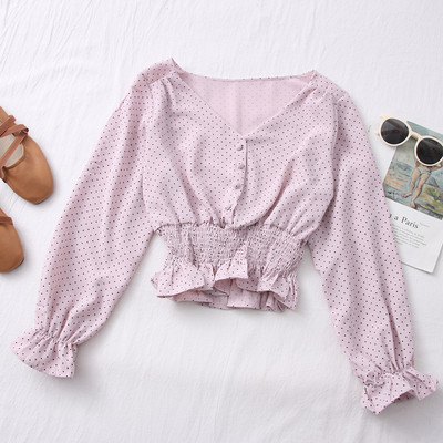 Ženska ležerna bluza - s dugim rukavima i špic izrezom