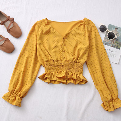 Ženska ležerna bluza - s dugim rukavima i špic izrezom